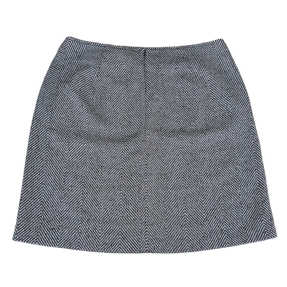 NWT Banana Republic Navy Blue Herringbone Wool Blend A-line Skirt Size 16 Tall - Picture 2 of 9